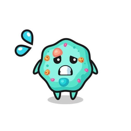 amoeba mascot character with afraid gesture , cute style design for t shirt, sticker, logo elementのイラスト素材
