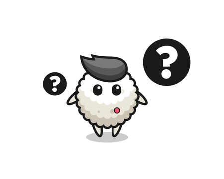 Cartoon Illustration of rice ball with the question mark , cute style design for t shirt, sticker, logo elementのイラスト素材