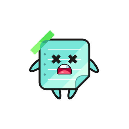 the dead blue sticky notes mascot character , cute style design for t shirt, sticker, logo elementのイラスト素材