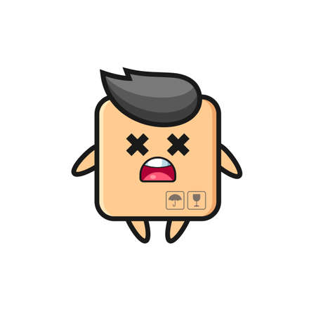 the dead cardboard box mascot character , cute style design for t shirt, sticker, logo elementのイラスト素材