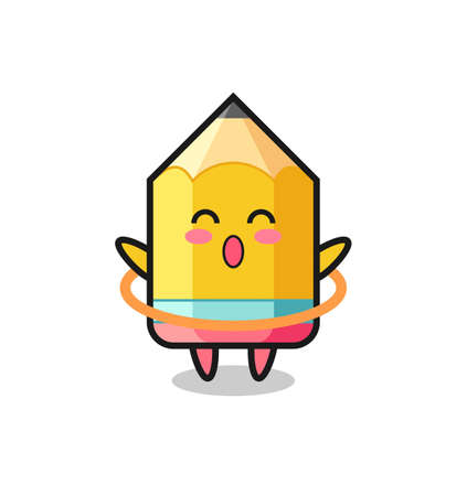 cute pencil cartoon is playing  hoop , cute style design for t shirt, sticker, logo elementのイラスト素材