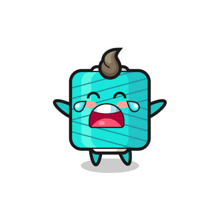 the illustration of crying yarn spool cute baby , cute style design for t shirt, sticker, logo elementのイラスト素材