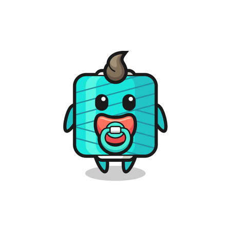 baby yarn spool cartoon character with pacifier , cute style design for t shirt, sticker, logo elementのイラスト素材