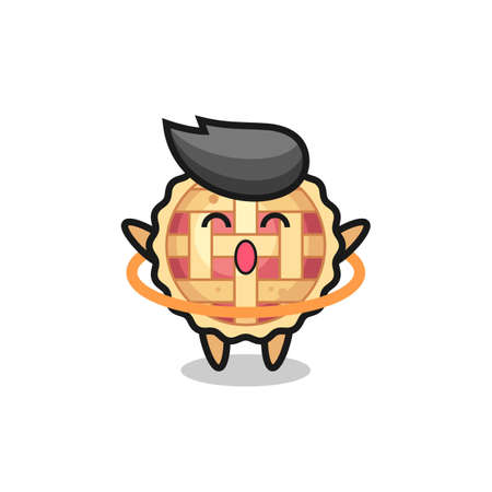 cute apple pie cartoon is playing hula hoop , cute style design for t shirt, sticker, logo elementのイラスト素材
