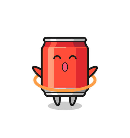 cute drink can cartoon is playing ring hoop , cute style design for t shirt, sticker, logo elementのイラスト素材