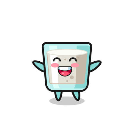 happy baby milk cartoon character , cute style design for t shirt, sticker, logo elementのイラスト素材