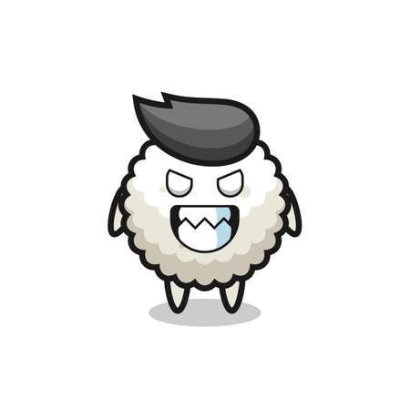 evil expression of the rice ball cute mascot character , cute style design for t shirt, sticker, logo elementのイラスト素材
