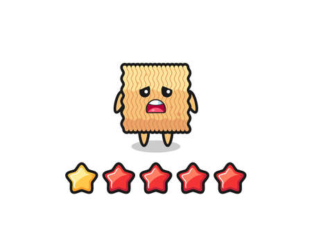the illustration of customer bad rating, raw instant noodle cute character with 1 star , cute style design for t shirt, sticker, logo elementのイラスト素材