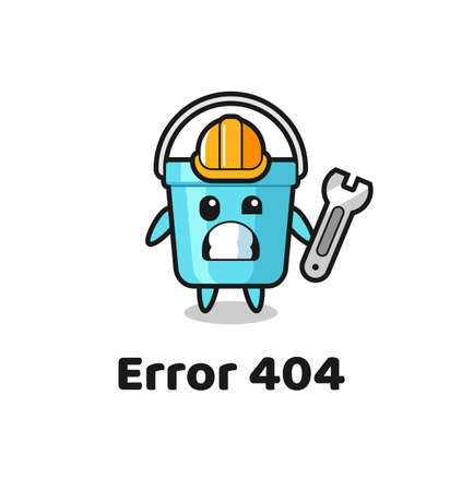 error 404 with the cute plastic bucket mascot , cute style design for t shirt, sticker, logo elementのイラスト素材