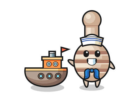 Character mascot of honey dipper as a sailor man , cute designのイラスト素材