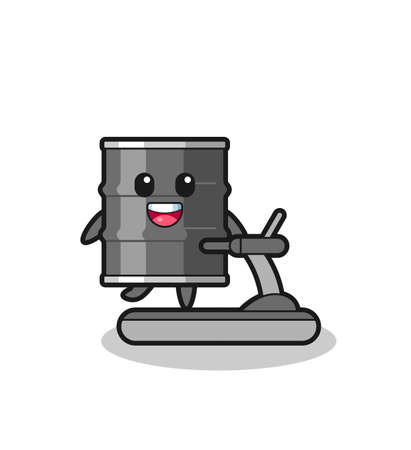 oil drum cartoon character walking on the treadmill , cute designのイラスト素材