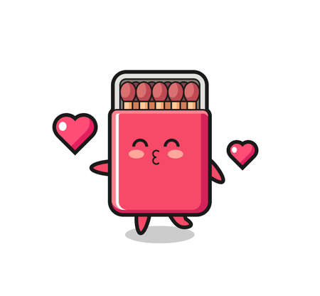 matches box character cartoon with kissing gesture , cute designのイラスト素材