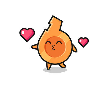 whistle character cartoon with kissing gesture , cute designのイラスト素材