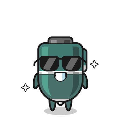 Cartoon mascot of ballpoint pen with cool gesture , cute designのイラスト素材
