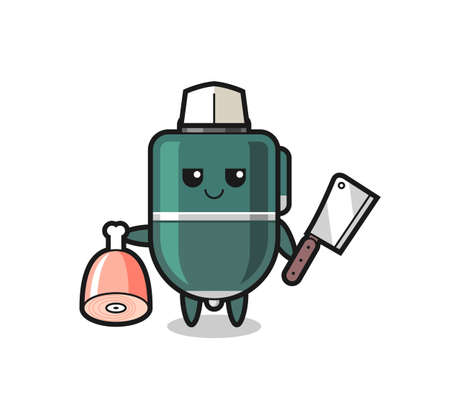 Illustration of ballpoint pen character as a butcher , cute designのイラスト素材