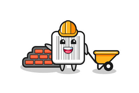 Cartoon character of barcode as a builder , cute designのイラスト素材