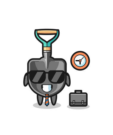 Cartoon mascot of shovel as a businessman , cute designのイラスト素材