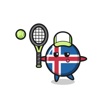 Cartoon character of iceland flag as a tennis player , cute designのイラスト素材