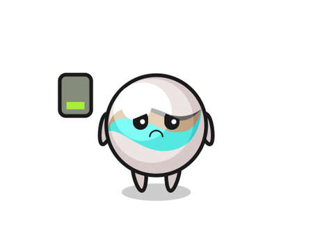 marble toy mascot character doing a tired gesture , cute designのイラスト素材