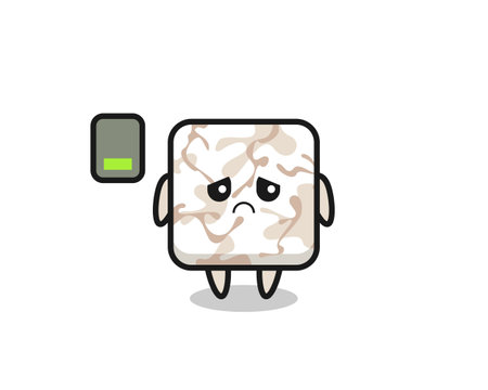 ceramic tile mascot character doing a tired gesture , cute designのイラスト素材