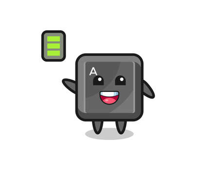 keyboard button mascot character with energetic gesture , cute designのイラスト素材
