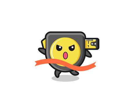 cute tape measure illustration is reaching the finish , cute designのイラスト素材