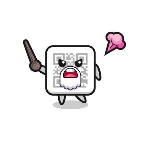 cute qr code grandpa is getting angry , cute designのイラスト素材