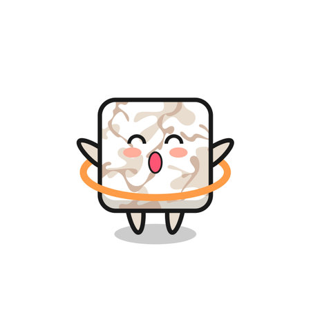 cute ceramic tile cartoon is playing, cute designのイラスト素材