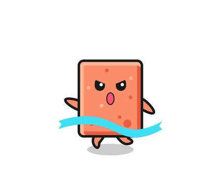 cute brick illustration is reaching the finish , cute designのイラスト素材