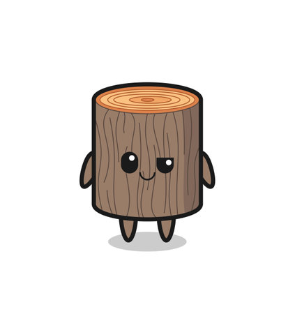 tree stump cartoon with an arrogant expression , cute designのイラスト素材