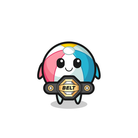 the MMA fighter beach ball mascot with a belt , cute designのイラスト素材