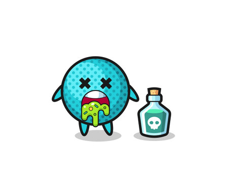 illustration of an spiky ball character vomiting due to poisoning , cute designのイラスト素材