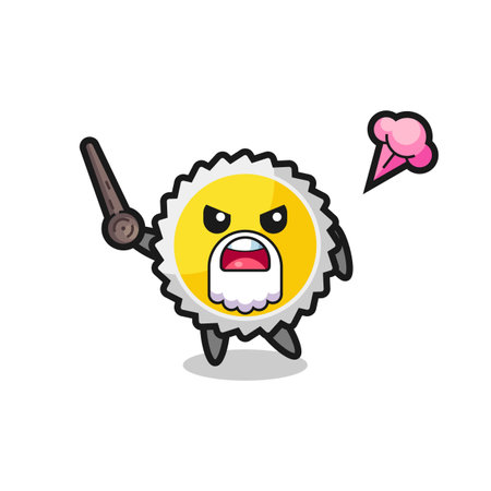 cute saw blade grandpa is getting angry , cute designのイラスト素材