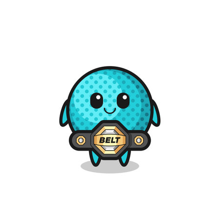the MMA fighter spiky ball mascot with a belt , cute designのイラスト素材