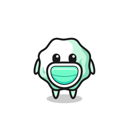 cute chewing gum cartoon wearing a mask , cute designのイラスト素材