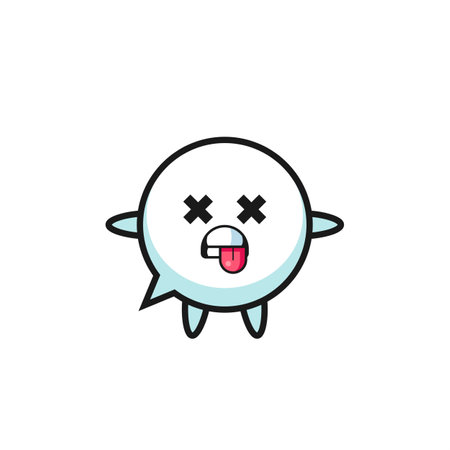 character of the cute speech bubble with dead pose , cute designのイラスト素材