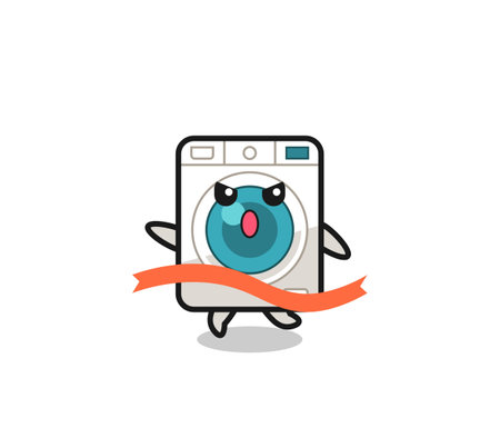 cute washing machine illustration is reaching the finish , cute designのイラスト素材