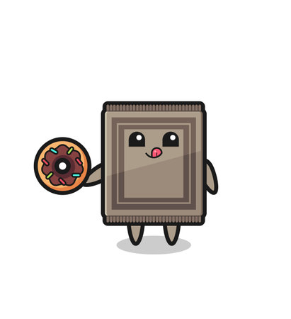 illustration of an carpet character eating a doughnut , cute designのイラスト素材