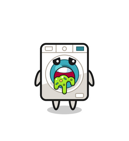 the cute washing machine character with puke , cute designのイラスト素材