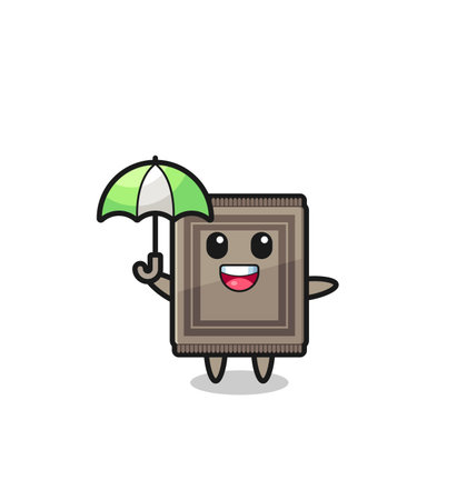 cute carpet illustration holding an umbrella , cute designのイラスト素材