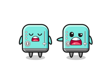 illustration of the argue between two cute toaster characters , cute designのイラスト素材