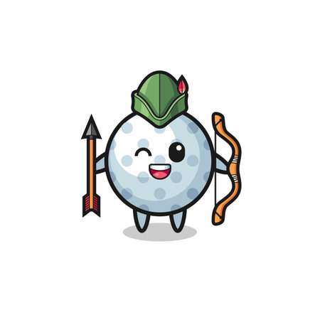 golf cartoon as medieval archer mascot , cute designのイラスト素材