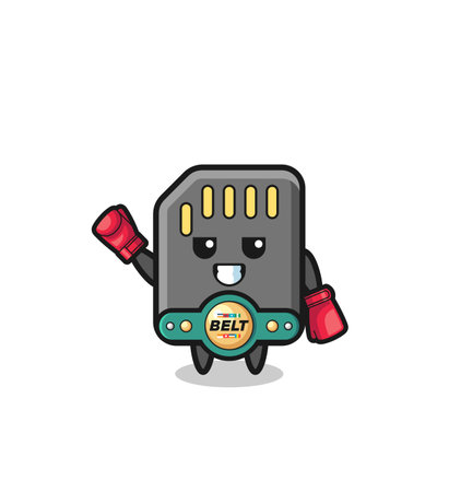 memory card boxer mascot character , cute designのイラスト素材
