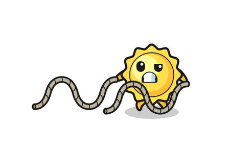 illustration of sun doing battle rope workout , cute designのイラスト素材