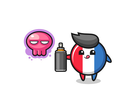 france flag cartoon make a graffiti with a spray paint , cute designのイラスト素材