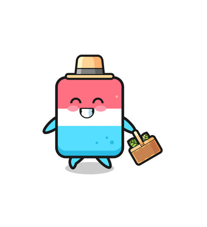 eraser herbalist character searching a herbal , cute designのイラスト素材