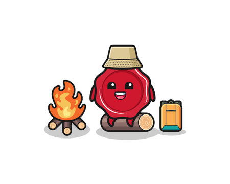 camping illustration of the sealing wax cartoon , cute designのイラスト素材