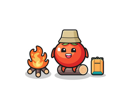 camping illustration of the tomatoes cartoon , cute designのイラスト素材
