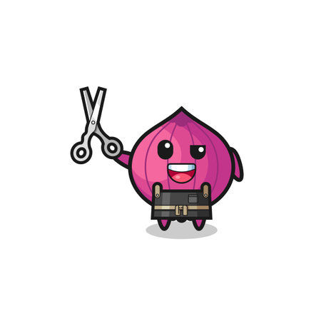 onion character as barbershop mascot , cute designのイラスト素材