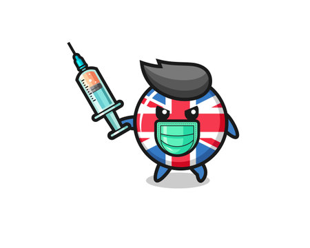illustration of the united kingdom flag to fight the virus , cute designのイラスト素材